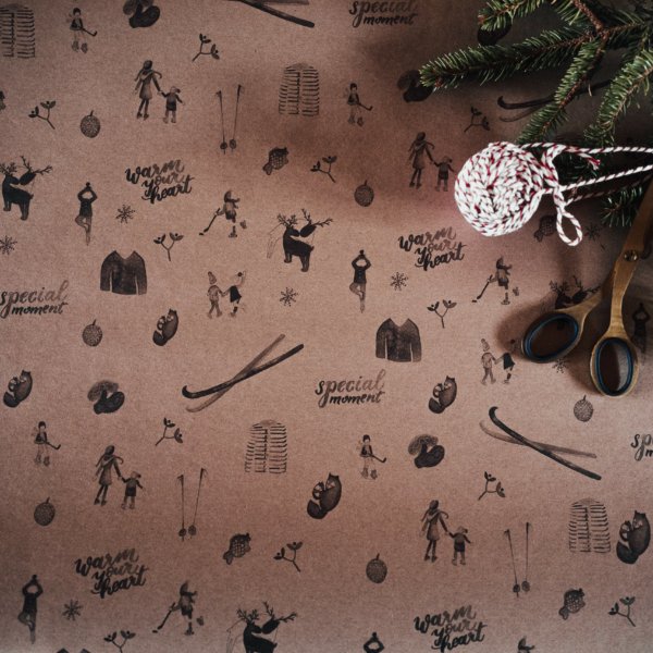 vianočný prírodný baliaci papier